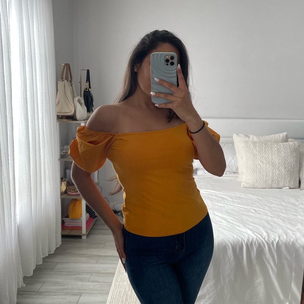 H&M Mustard Off-Shoulder Blouse
